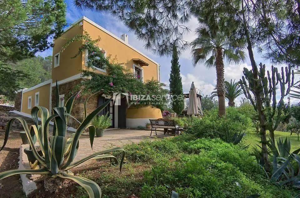 Typical ibiza country villa with pool facing sunset St.Miguel